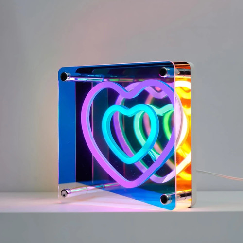 Neon heart glow mirror light - heart,