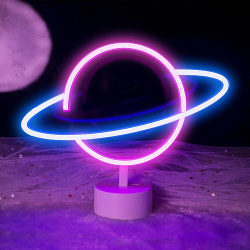Planet neon light - neon, bedroom