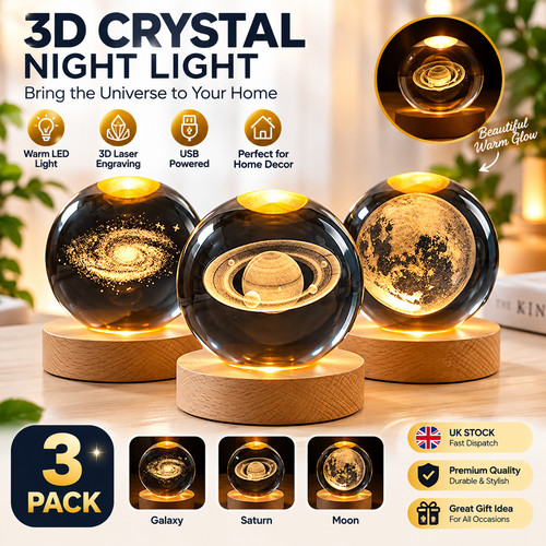 Crystal night light galaxy - 3d,